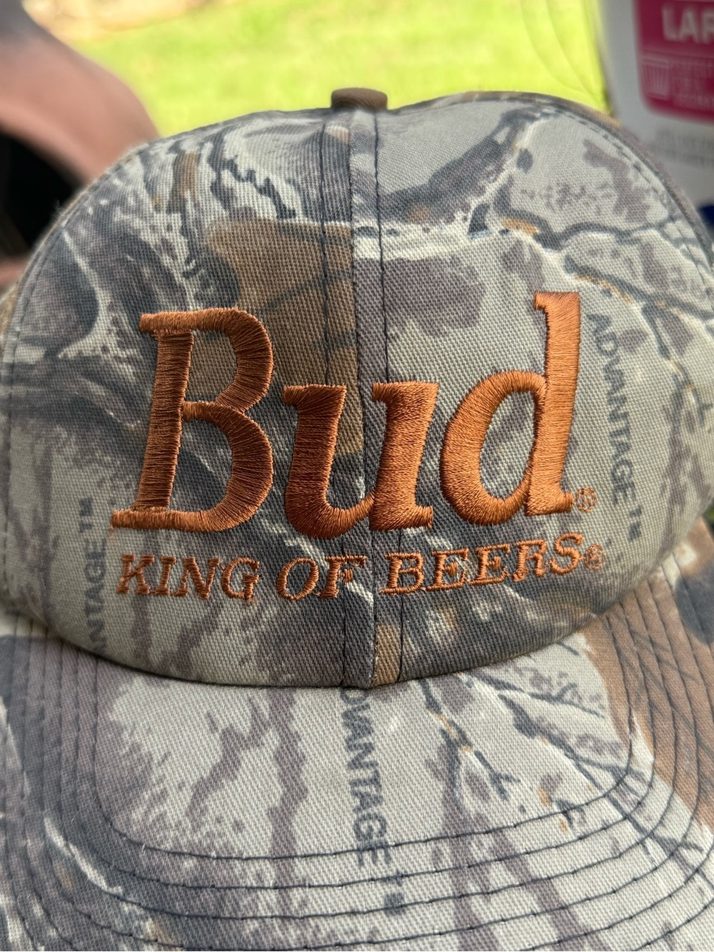 Vintage Budweiser King Of Beers Camo Snapback Hat USA Made Beer Advertising